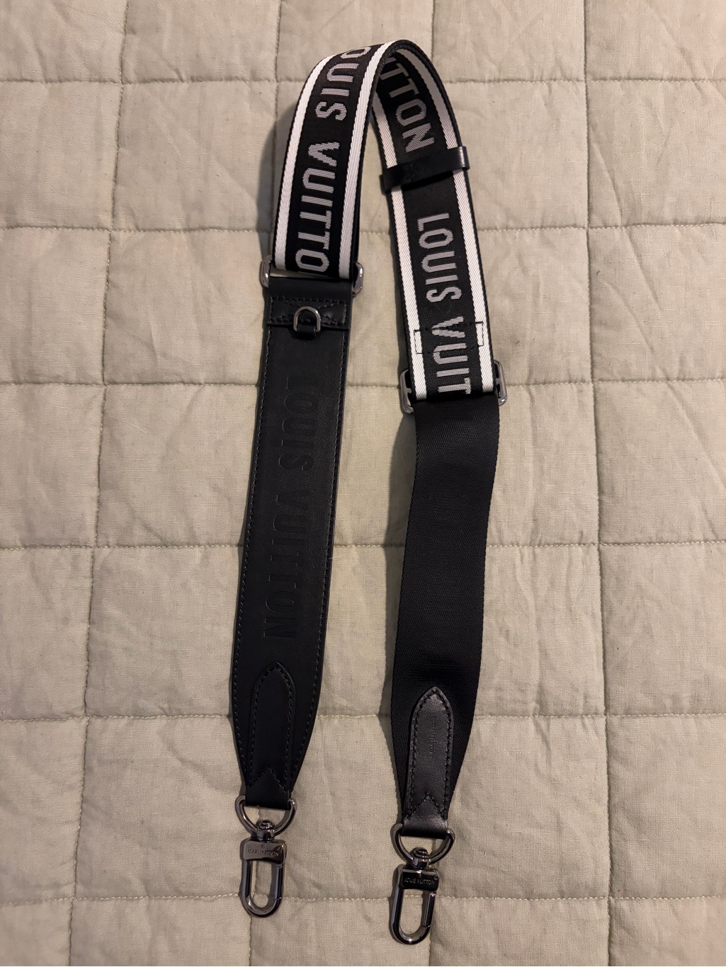Louis Vuitton Black And White Branded Adjustable Shoulder Strap
